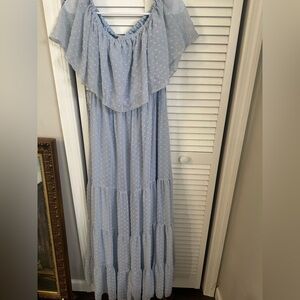 Light Blue Polka Dot Maxi Dress